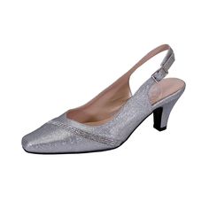 FLORAL Candice women's extra wide width slingback features a shimmering diagonal strip of sparkling crystals for a sophisticated touch to your wedding or party dress. This ladies 2.5" mid-heel dressy slingback has an adjustable buckle for a custom fit and provides the perfect comfort while on your feet. The glittery synthetic body completes the beauty of this classy slingback. Features: Extra Wide Width (E) Synthetic Rubber Sole 2.5" Mid-Heel Slingback with Adjustable Buckle Maximum Traction Out Shoes Bridesmaid, Wide Dress, Easter Dresses For Toddlers, Shoe Ideas, Wide Width Shoes, Low Heel Shoes, All About Shoes, Dress Shoes Womens, Silver Shoes