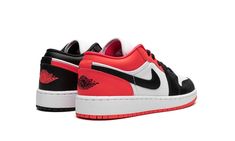 The Air Jordan 1 Low GS “Mismatch Chicago” is a colorful look for the youth sizing of the low-top Jordan 1 with a mismatched color block inspired by Michael Jordan’s time with the Chicago Bulls.  The “Mismatch Chicago” puts a unique spin on the popular “Chicago” Jordan 1 theme with a mismatched color pattern highlighted by Infrared instead of a more traditional shade of red usually associated with the Chicago Bulls team colors.  The shoe features a white base with smooth leather on the perforate Chicago Jordan 1, Chicago Bulls Team, Low Top Jordans, Stadium Goods, Air Jordan 1 Low, Jordan 1 Low, Kids Jordans, Chicago Bulls, Michael Jordan