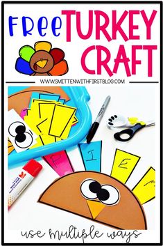 a turkey craft is shown with scissors and other items to make it look like an animal