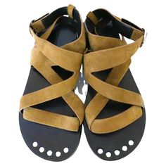 Super comfy Isabel Marant sandals - bought for £450 and worn once. Come with dustbag. Made from thick sand/tan suede with wide cross over straps, ankle buckles and thick black leather flatform soles with stud detail and cutaway heel. Size 37. Approximate measurement - toe to heel inside 9.75” and sole 1". Isabel Marant Sandals, Flatform Sandals, Tan Suede, Pink Leather, Strappy Sandals, Isabel Marant, Stiletto Heels, Black Leather, Fashion Accessories