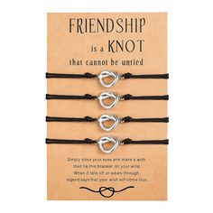 PRICES MAY VARY. 【Friendship is A Knot】Love knot bracelets are symbolized by the ties that bond people together. The connection between you and me is like a knot that can not be untied. These friendship bracelets are the perfect gift to let your friends/sisters know how grateful you are to have them. 【Material & Size】Made by strong nylon rope with stainless steel knot charm. Hypoallergenic, lead-free, nickel-free. No color changing or get tarnished. Comfortable to wear. 4” - 9” adjustable slip-o Bff Bracelets For 2, Friendship Distance, Women Best Friends, Friends Female, Bracelets Christmas, Valentines Galentines, Knot Bracelets, Distance Bracelets, Bff Bracelets