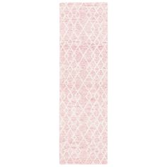 a pink and white rug on a white background