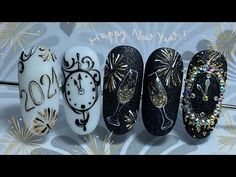 Happy New Year Nail Art|New Year Nail Art|Новогодний Дизайн Ногтей|Nail Art per Capodanno - YouTube New Year Nail Art, Nail Art New, New Year Nail, New Year Nails, Nye Nails, New Years Nail Art, Xmas Nail Art, New Years Nail Designs, Unghie Sfumate