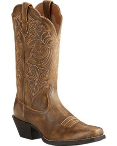 Ariat Women's Round Up Square Toe Western Boots | Boot Barn Cowgirl Boots Square Toe, Cowgirl Boots Wedding, Classic Black Boots, Country Shoes, Square Toe Western Boots, Leather Cowgirl Boots, Boots Store, Wedding Boots, Boots Square Toe