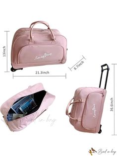 Bird in Bag - Wheeled Duffel Bag - Perfect for Overnight Travel and Weekends Functional Portable Bag For Overnight Trips, Pink Luggage With Large Capacity For Daily Use, Large Capacity Pink Luggage For Daily Use, Pink Large Capacity Travel Accessories For Weekend Trips, Pink Travel Accessories For Weekend Trips With Large Capacity, Pink Large Capacity Luggage, Pink Bags With Large Capacity For Trips, Functional Portable Travel Bag For Overnight Trips, Pink Tote Bag For Trips