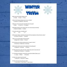 a winter trivia with snowflakes on it