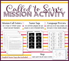 a poster with the words called to serve mission activity