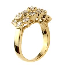 Van Cleef and Arpels Fleurette Diamond Gold Ring 0000218 Luxury Formal Cluster Diamond Ring, Formal Multi-stone Cluster Diamond Ring, Dazzling Multi-stone Cluster Ring For Formal Occasions, Timeless Evening Rings With Single Cut Diamonds, Elegant Diamond Ring With Vvs Clarity For Evenings, Timeless Yellow Gold Diamond Ring For Evening, Classic Evening Diamond Ring With Brilliant Cut, Classic Brilliant Cut Diamond Ring For Evening, Elegant Evening Rings With Single Cut Diamonds