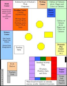 the floor plan for an office building with different colors and shapes, including squares, rectangles, tables, etc