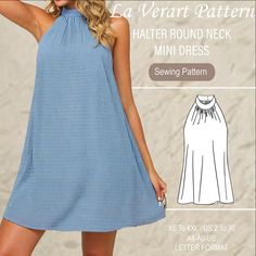 a women's dress sewing pattern with halter neck