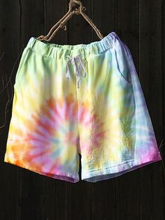 Tie Dye Print Casual Shorts �– Wonder closets Elastic Waist Shorts, Tie Dye Print, Hip Length, Waist Size, Style Me, Color Mixing, Casual Shorts, Elastic Waist, Tie Dye