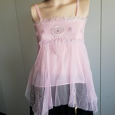 Baby Pink Polyester Fully Lined Lace And Embroidery In Front Small Bust 36 In Medium Bust 40 In Large Bust 42 In 2010 Babydoll Shirts, Pink Angel Top, Clothes Sewing Patterns Top, Gyaru Fashion Pink, Kiss Pink, Fairy Clothes, Lace Outfit, Fashion Aesthetics, Pretty Clothes