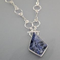 Sodalite Gemstone For Jewelry Making, Handmade Sapphire Sodalite Jewelry, Handmade Sapphire Jewelry With Sodalite, Elegant Sodalite Gemstone Jewelry, Silver Sodalite Jewelry With Natural Stones, Silver Jewelry With Natural Sodalite Stones, Lapidary Jewelry, Pendant Bails, Blue Sodalite