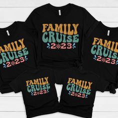 These fun custom family cruise vacation matching tees are perfect to give as a gift to friends and family in your life. Wear these on your next family cruise vacation trip. When ordering Select the size shirt and color that you would like. Add it to your cart. Repeat for each shirt you order. Content + Care -Machine wash cold and tumble dry low Size + Fit -True To Size Fit (American Uni-Sex Sizes for T-Shirts) -Available in baby 3month-18 months, toddler 2t-5t, youth small-XL, and adult sizes small, medium, large, x-large, 2x-large, and 3x-large Processing + Shipping Your order will ship out in 2-5 days. Please allow 1-2 days for processing. Most orders are delivered in 7-10 business days. Refunds + Exchanges We know that you will LOVE your shirt! Please make sure you review the sizing cha Family Cruise Shirts, Cruise Shirts, Cruise Trip, Cruise Shirt, Family Cruise, Black Families, Matching Tees, Cruise Travel, Holiday Vacation