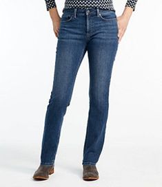 #LLBean: BeanFlex Jeans, Favorite Fit Straight-Leg Best Jeans For Women, Flattering Jeans, Water Table, Long Jeans, Jeans For Women, Table Ideas, Tall Women, Sleeves (women), Pull On Pants