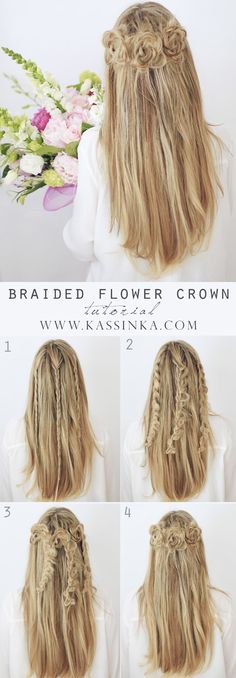 Sinds de Kardashians de boxer braids tot nieuwste haartrend bombardeerden zijn vlechtjes weer helemaal hip. De gewone vlecht is net iets te saai anno 2016 dus kiezen we voor vijf creatieve, maar makkelijke, vlechten in deze tutorial. We deden inspiratie op bij de Canadese blogger, Kassandra Poleshuk. Op haar blog Kassinka legt ze in makkelijke Rambut Brunette, Fesyen Islam, Easy Curls, Flower Braids, Special Occasion Hairstyles, Short Hairstyle, Braids For Long Hair, Crown Hairstyles, Diy Hairstyles