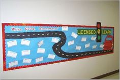 a bulletin board with a road map on it