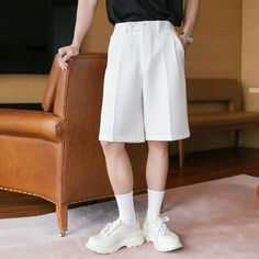 fb-feed Solid Casual Pants With Built-in Shorts, White Bermuda Pants For Summer, Short Bottoms With Belt Loops, White Fitted Knee-length Shorts, White Bermuda Bottoms With Pockets, White Relaxed Fit Knee-length Bottoms, White Shorts With Belt Loops, White Short Bottoms With Belt Loops, White Short Length Bottoms With Belt Loops