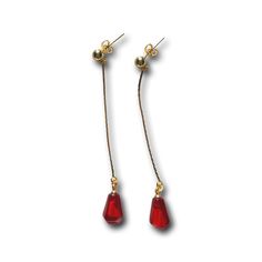 "POM Noor gold plated stud dainty drop earrings with a single delicate Pomegranate hanging off. length drop about 3\" long" Dainty Drop Linear Earrings As Gift, Single Dangle Teardrop Earring As Gift, Minimalist Earrings With Dangling Beads As Gift, Elegant Teardrop Earrings With Dangling Beads Gift, Gift Long Drop Linear Earrings With Dangling Beads, Elegant Gift Teardrop Earrings With Dangling Beads, Gold Plated Drop Threader Earrings As Gift, Dangling Beads Drop Jewelry Gift, Dangling Drop Bead Jewelry As Gift