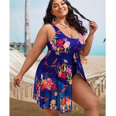 Introducing the Women's Modest Swim Dresses Flower Printing Plus-Size Swimsuit One Piece Swimwear Bathing Suits. This innovative swimwear is perfect for any woman looking for a stylish and modest swimsuit. It is made from high-quality Polyester and features a beautiful flower print. The one-piece design ensures a comfortable fit and provides full coverage. This swimsuit is perfect for any occasion, whether you're at the beach, pool, or just lounging around. It is designed to provide maximum comf Swim Dress Modest, Modest Swim, Sleeveless Suit, Modest Swimsuits, Modest Swimwear, Flower Print Dress, Stylish Plus, Plus Size Swimsuits, U Neck