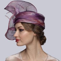 A VINTAGE TOUCH OF CHARM AND ELEGANCE Kentucky Derby Hats in Violet Blend Charming Kentucky Derby Hats glorify your personality and enhance the positivity of your etiquette on all occasions. Sizes: 57cm(22,4 inches); 59cm(23,23 inches); Created using high-quality violet blended color handwoven sinamay fiber; Handmade; You can order this hat with any type of trimming and color that is available on our website. Just let us know! 📌Safe & Quick delivery Made and designed in Chicago, shipping direct Short Brim Headpiece For Church, Multicolor Evening Hats For Summer, Adjustable Costume Hats For Races, Multicolor Summer Evening Hats, Multicolor Hats For Kentucky Derby Evening, Multicolor Hats For Royal Ascot Evening, Multicolor Brimmed Cloche Hat, Multicolor Party Hats, One Size Fits Most, Party Multicolor Hat, One Size Fits Most