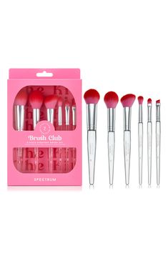 What it is: A six-piece makeup brush set that's perfect for everyday looks.What it does: With a brush for every beauty need, the 6-piece kit is the perfect everyday brush set. Create a flawless base with the C07 complexion brush. Then refine features and add a pop of blush with the angled head of the A32 precision cheek brush; conceal any blemishes and brighten undereyes with the A19 precision concealer. Easily blend your eyeshadow with the softest B06 fluffy blender and define eyes or brows wit Spectrum Brushes, Flawless Base, Color Book, Concealer Brush, Makeup Brush Set, Fabric Gifts, Coloring Book Pages, Free Fabric, Makeup Brush