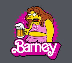 the simpsons character is holding a beer in her hand