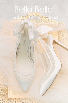 Crafted with elegance in mind, Gabrielle ivory lace and pearl wedding shoes feature clean lines that elegantly follow the natural curve of your foot. An illusion mesh vamp adorned with a delicate scattering of pearls exudes soft elegance, while large silk bows at the back infuse grace into every step. Perfect for both classic and modern wedding ensembles, these pearl slingback heels polish any look with a feminine yet contemporary edge. Wedding Heels With Bow, Evening Flats, Wedding Flats, Slingback Heels