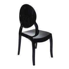 a black plastic chair on a white background