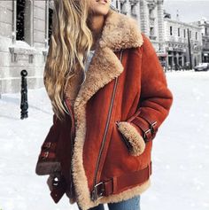 Women Coat Jacket Faux Fur Fleece Coat · KoKo Fashion · Online Store Powered by Storenvy Street Style Vintage, Female Jeans, Plain Coats, Fall Fashion Coats, Jeans Coat, Teen Vogue, Casual Winter Outfits, Casual Clothing