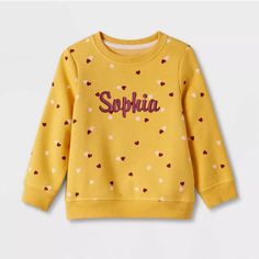 Toddler Embroidered Crewneck Sweatshirt for girl  Kids Personalized Name Baby Pink Sweatshirt Personalized Toddler Gift Gift For Toddler , Toddler Girls' Fleece Pullover Sweatshirt FOR  MORE COLOR PLEASE VISIT SWEATSHIRTS SECTION https://www.etsy.com/shop/xpressgifts?ref=seller-platform-mcnav&section_id=40631527 Let your little one welcome cool weather with fun colors and prints with this Fleece Pullover Sweatshirt . Boasting a soft fleece construction, this long-sleeve pullover sweatshirt offers them cozy comfort, and is designed with banded cuffs and a banded hem for a snug fit. Featuring fun prints, it makes a great pairing with a variety of their bottoms. Have them layer it over a variety of tees or dresses for cozy comfort during cool weather. Sizing: Toddler Material: 52% Cotton, 48% Cute Yellow Long Sleeve Sweatshirt, Cotton Letter Print Sweatshirt, Cute Yellow Crew Neck Sweatshirt, Cute Yellow Sweatshirt For Fall, Cute Embroidered Long Sleeve Sweatshirt, Cute Long Sleeve Embroidered Sweatshirt, Cute Long Sleeve Embroidered T-shirt, Cute Yellow Long Sleeve Sweater, Yellow Letter Print Long Sleeve Sweater