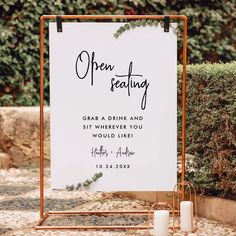 Open Seating Wedding Seating Sign Template Non Traditional Wedding Ceremony Seating, Open Seating Wedding, Wedding Seating Sign, Seating Wedding, Wedding Seating Signs, Wedding Ceremony Seating, Wedding Reception Seating, Seating Sign, 2025 Wedding