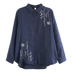 Cotton Button-up Blouse With Floral Embroidery, Cotton Long Sleeve Blouse With Floral Embroidery, Long-sleeved Cotton Blouse With Embroidered Hem, Embroidered Cotton Button-up Top, Long Sleeve Cotton Blouse With Embroidered Hem, Cotton Blouse With Embroidered Hem And Long Sleeves, Cotton Button-up Top With Floral Embroidery, Floral Embroidered Cotton Button-up Tops, Cotton Floral Embroidered Button-up Top