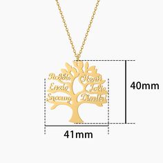 Tree of Life Necklace | Personalized: Keep family close with Personalized Mom Jewelry - the Tree of Life Necklace. Personalize with the names of your family members for a beautiful family tree design. This tree of life necklace is also a great gift for grandmothers looking to keep their grandchildren close to their heart. Specifications: Model Number: QN479 Material: High Quality Stainless steel finished in gold, rose gold, or silver Packaging: White Jewelry Gift Box Characters: up to 8 letters Personalized Mom Jewelry, Family Tree Design, Mom Jewelry Personalized, Family Tree Designs, Pyramid Necklace, Customizable Jewelry, Family Names