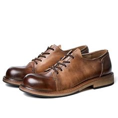 Introducing our LuxeLeather Lace-Up Round Toe Dress Shoes, the epitome of style and sophistication. Crafted with the finest quality genuine leather, these shoes are designed to elevate your casual look to new heights. Not only do these shoes look great, but they also prioritize comfort. With a heel height of 3.5cm, these shoes offer a subtle lift without compromising on comfort. Elevate your style game and make a lasting impression with these timeless and versatile shoes. Fall Leather Cap Toe Shoes With Rubber Sole, Classic Brown Closed Toe Lace-up Shoes, Fall Business Lace-up Closed Toe Shoes, Fall Cap Toe Leather Shoes For Workwear, Fall Cap Toe Leather Work Shoes, Brown Brogue Leather Shoes, Fall Workwear Cap Toe Leather Shoes, Brown Lace-up Shoes For Formal Fall Occasions, Fall Leather Shoes With Cap Toe And Leather Sole