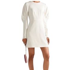 Tibi Ivory “Florence” Puff Sleeve Twill Dress Statement Sleeves Are Making The Rounds On The Runway, As Echoed In This Florence Twill Dress By Tibi. Thoughtfully Stitched To Animate The Sleeves In A Bubbly Structure , Zip Back Punctuated With A S Hook Pull. Size 4 Color White / Ivory Silk Partial Lining 63% Polyester 33% Viscose, 4% Elastane Fits True To Size , Mid-Thigh Length . New With Tags. Reasonable Offers Welcome. Twill Dress, Designer Party Dresses, Statement Sleeves, Mini Fashion, White Mini Dress, Dress White, Von Furstenberg, Diane Von, Diane Von Furstenberg