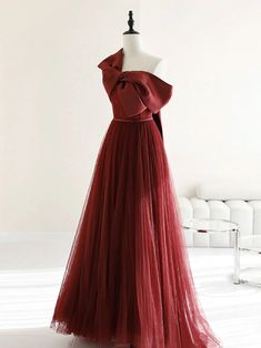 Burgundy Tulle Gown with Dramatic Bow Accent Burgundy Formal Dress, Prom Dress Burgundy, Prom Dresses Burgundy, Burgundy Homecoming Dresses, Dresses Burgundy, Hot Prom Dress, Prom Dress Inspiration, Long Prom Dresses, Tulle Gown