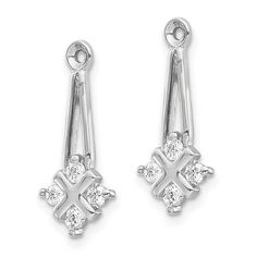 Introducing our stunning 14k white gold dangle diamond earring jackets for her. These earrings are the perfect addition to any jewelry collection, featuring a beautiful diamond design that will catch the eye of anyone who sees them. Made with high-quality materials, these earrings are durable and long-lasting, ensuring that they will be a cherished piece for years to come. Whether you're looking for a gift for a loved one or simply want to treat yourself, these earrings are the perfect choice. Shop now and experience the beauty of diamond jewelry for her. Diamond Earring Jackets, Earring Jackets, Diamond Dangle Earrings, Diamond Earring, Jewelry For Her, Diamond Design, Fine Jewellery Earrings, The Eye, Diamond Jewelry