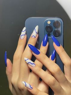 Nagel Inspo, Fire Nails, Pretty Acrylic Nails, Long Acrylic Nails, Cute Acrylic Nails, Perfect Nails, Acrylic Nail Designs, Blue Nails, Trendy Nails