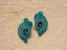 Green Soutache Medium Stud Earrings ∙ Vibrant Accessory ∙ Perfect Gift for Her ∙ Handmade Art ∙ by nikuske by nikuske on Etsy Slovakia