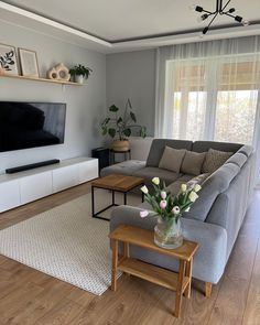 the living room is clean and ready to be used as a home theater or entertainment center