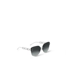 LOUIS VUITTON® - Lv Jewel Cat Eye Sunglasses - Silver Black Elegant Silver Cat Eye Sunglasses With Gradient Lenses, Evening Clear Sunglasses With Mirrored Lenses, Elegant Silver Cat Eye Sunglasses For Evening, Silver Rimless Evening Sunglasses, Silver Rimless Sunglasses For Evening, Rimless Mirrored Sunglasses For Evening, Mirrored Rimless Sunglasses For Evening, Evening Rimless Sunglasses With Mirrored Lenses, Rimless Mirrored Lenses Sunglasses For Evening