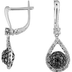 Royal 14K White Gold Diamond & Black Diamond Earrings - Timeless Elegance Luxury Black Diamond Earrings For Anniversary, Elegant Black Diamond Earrings In Sterling Silver, Luxury Black Diamond Earrings For Evening, Timeless Diamond Earrings With Pave Setting For Evening, Black Diamond Earrings With Accents For Formal Events, Black Diamond Earrings With Accents For Formal Occasions, Formal Black Diamond Earrings, Classic Black Diamond Earrings For Formal Occasions, Teardrop Pave Setting Evening Jewelry