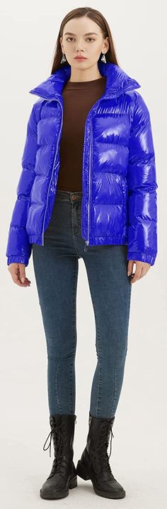 This stylish and high-quality Quilted Shiny Padded Women's Puffer Jacket is designed to keep you warm and comfortable in cold weather. It is quilted with red shiny padding, making it lightweight for easy layering. The jacket's insulation blocks out wind and moisture to keep you warm and dry. Imported 100% polyester Zipper closure Hand wash / Machine wash Brand Size Dress Bust Waist Hip XS 0-2 31-32.5'' 23-24'' 31-34" S 4--6 33-35'' 25-26'' 35-37" M 8--10 35-36'' 27-28'' 38-39" L 12--14 38-40'' 29-31'' 40-42" XL 14-16 40-42'' 33.5-36'' 44-46" 2XL 18-20 42-44'' 37-40'' 47-50" 3XL 22-24 44-46'' 41-46'' 51-55" 4XL 26-28 46-48'' 47-50'' 56-60" Blue Winter Outerwear With Zipper Closure, Winter Outerwear With Zipper Closure In Blue, Trendy Solid Color Winter Puffer Jacket, Trendy Quilted Nylon Puffer Jacket, Trendy Nylon Puffer Jacket With Zipper Closure, Blue Nylon Winter Outerwear, Trendy Outdoor Puffer Jacket With Zipper Closure, Down Puffer Jacket With Zipper Closure, Solid Color Down Puffer Jacket With Zipper