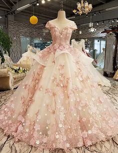 Pink Tulle with Flowers and Beaded Long Party Dress Party Dress Pink, Quinceanera Themes Dresses, Quinceanera Dresses Pink, Long Party Dress, Prom Dresses Long Pink, Quince Dresses Pink, Pretty Quinceanera Dresses, Vestidos Color Rosa, Pretty Wedding Dresses