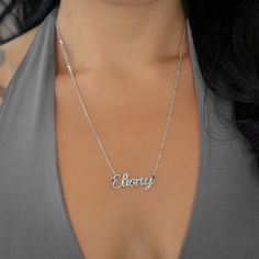 Personalize your own necklace with your name, or surprise them with the perfect personalized gift. Ice Names, Name Necklace Silver, Personalized Pendant, Waterproof Jewelry, Rose Gold Metal, Plate Design, Rose Gold Necklace, Stainless Steel Jewelry, Silver Roses