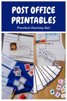 the post office printables for preschool learning with pictures and pencils on paper