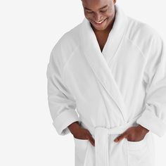 {"Couch-surfing, movie nights, warming up post-shower This Legends Hotel™ Velour Terry Men's Robe is the one you’ll want to be wearing. Taking its cue from the classic robes found in five-star resorts and spas, ours is crafted in Turkey of long-staple, cotton velour terry for a luxuriously plush and velvety soft hand. Luxurious, spa-style velour terry robe for men 100% long-staple Turkish cotton 400 GSM Super-soft and relaxed, with a shawl collar, roll-back cuffs, self-belt, and patch pockets ST Robe For Men, Couch Surfing, Monogram Box, Terry Robe, Spa Style, Luxurious Spa, The Company Store, Knit Pillow, Turkish Cotton Towels