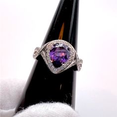 .925 Sterling Silver Simulated Amethyst Cz & Clear Cz Ring .925 Sterling Silver, Stamped .925 Gemstone: Simulated Amethyst Cz & Clear Cz’s Face Measurements: Top To Bottom 13.5mm Some Pictures Enlarged To Show Details Silver Teardrop Diamond Ring With Center Stone, Silver Diamond Gemstones With Halo Setting, Silver Teardrop Ring With Diamond Accents, Anniversary Cubic Zirconia Gemstones With Accents, Elegant Silver Teardrop Amethyst Ring, Dazzling Purple Ring With Center Stone, Dazzling Purple Promise Ring, Silver Gemstone Ring With Center Stone, Sterling Silver Teardrop Diamond Ring