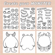 the monsters coloring pages are ready to be used for children's art projects and crafts